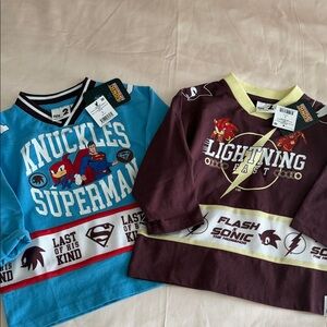 Kids Long Sleeve Tees - Blue and Maroon Superhero Designs